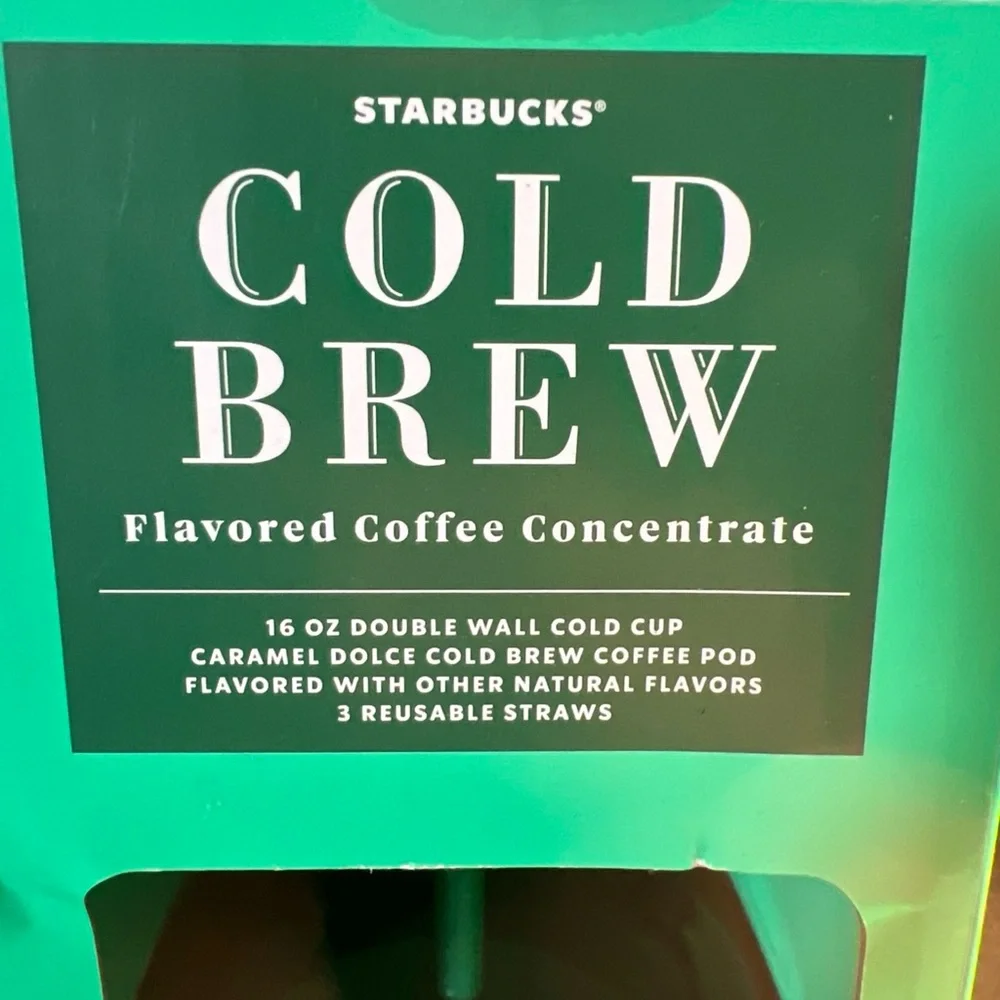 Starbucks Cold Brew Tumbler 16 oz Holiday Gift Set w/‎ Coffee Pod & 3 Straws NEW